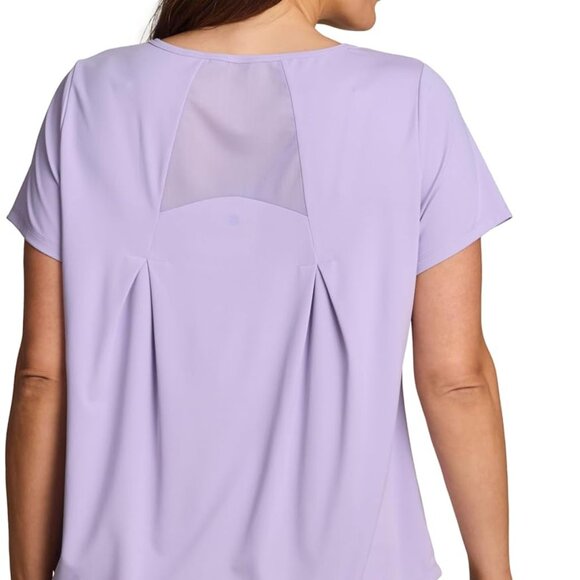 Women's Workout Top Mesh Panels Quick Dry Breathable Plus Size Active Tee - Picture 3 of 6